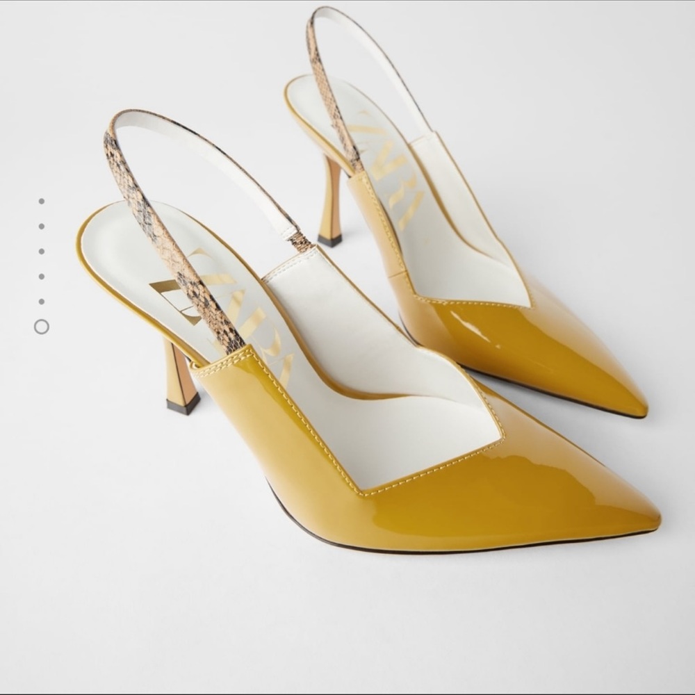 Zara strap detail patent finish slingback heels NWT